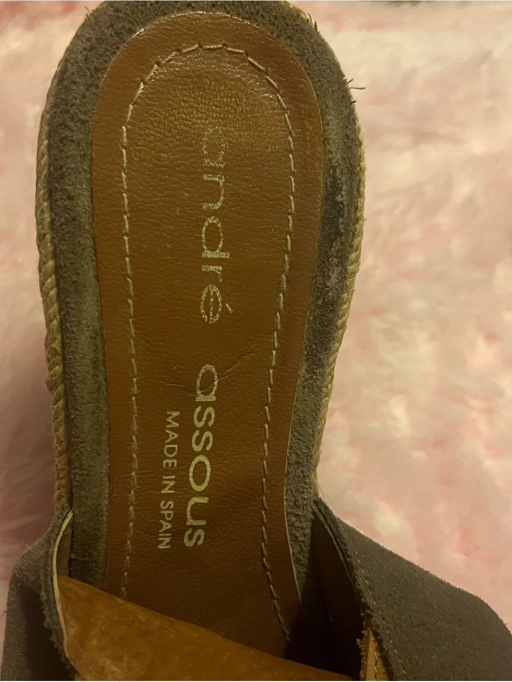 Andre Assous Brown Suede Espadrille Wedge Sandals